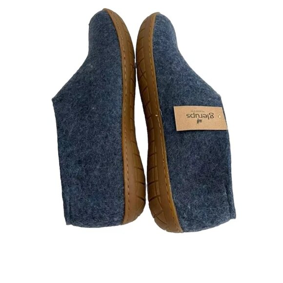 Glerups Wool Shoes Natural Rubber Sole Denim Blue Wool Womens 9 NWOB - Picture 4 of 4